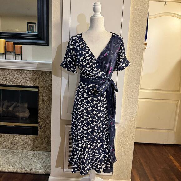 Tanya Taylor Luisa Wrap Silk Dress Floral Size 4 Feminine - Picture 5 of 12